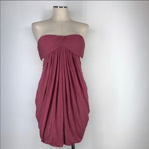 Sexy pink strapless drape cocktail dress